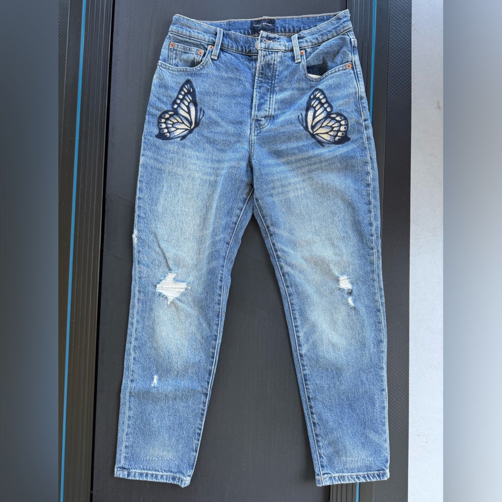 Lucky Brand Jeans Butterfly Embroidered High Rise Blue Medium Wash sz 28/6